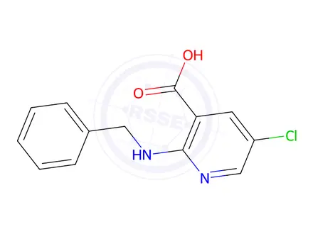 Chemical structure of 2-(Benzylamino)-5-chloronicotinic acid