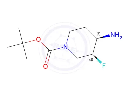 Chemical structure of (3S,4R)-tert-Butyl 4-amino-3-fluoropiperidine-1-carboxylate