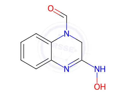 Chemical structure of 1(2H)-Quinoxalinecarboxaldehyde,3-(hydroxyamino)-(9CI)