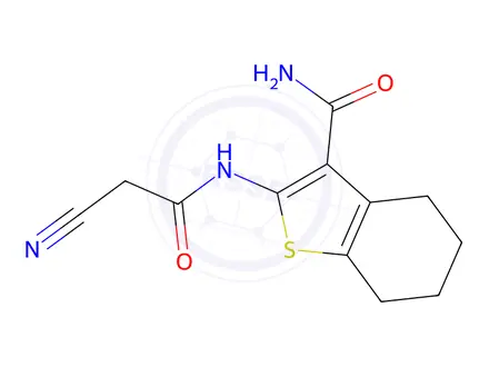 Chemical structure of 2-(2-Cyanoacetamido)-4,5,6,7-tetrahydro-1-benzothiophene-3-carboxamide