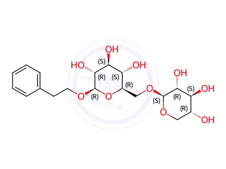 Chemical structure of phenethyl alcohol xylopyranosyl-(1-6)-glucopyranoside
