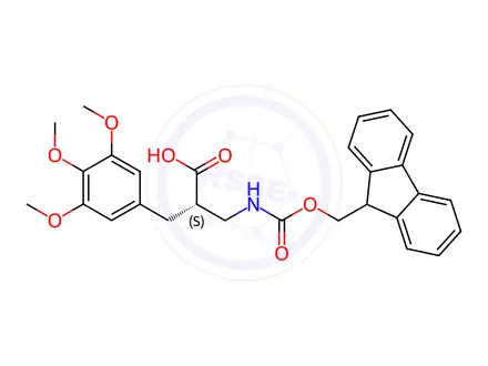 Chemical structure of Fmoc-(S)-3-amino-2-(3,4,5-trimethoxybenzyl)propanoicacid