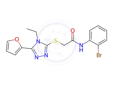 Chemical structure of N-(2-Bromophenyl)-2-((4-ethyl-5-(furan-2-yl)-4H-1,2,4-triazol-3-yl)thio)acetamide