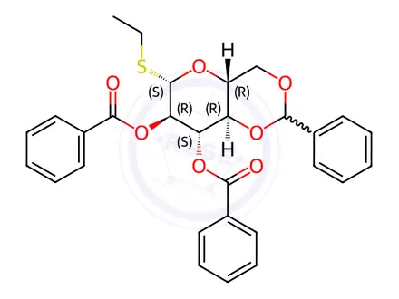 Chemical structure of Ethyl 2,3-di-O-benzoyl-4,6-O-benzylidene-1-thio-β-D-glucopyranoside
