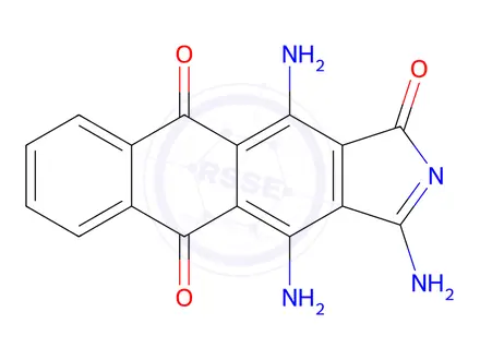Chemical structure of 4,11-Diamino-2,3-dihydro-3-imino-1H-naphth[2,3-f]isoindole-1,5,10-trione