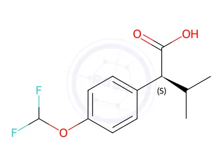 Chemical structure of (S)-2-(4-(difluoromethoxy)phenyl)-3-methylbutanoic acid