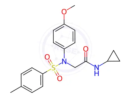 Chemical structure of Acetamide, N-cyclopropyl-2-[(4-methoxyphenyl)[(4-methylphenyl)sulfonyl]amino]-