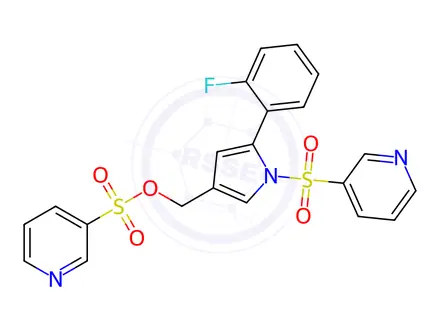 Chemical structure of 3-Pyridinesulfonic acid, [5-(2-fluorophenyl)-1-(3-pyridinylsulfonyl)-1H-pyrrol-3-yl]methyl ester