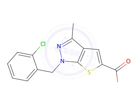Chemical structure of 1-[(2-chlorophenyl)methyl]-3-methyl-1H-thieno[2,3-c]pyrazole-5-carboxylic acid