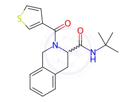 Chemical structure of N-(tert-butyl)-2-(thiophene-3-carbonyl)-1,2,3,4-tetrahydroisoquinoline-3-carboxamide