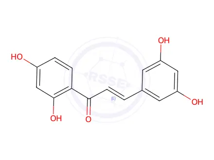 Chemical structure of (E)-1-(2,4-Dihydroxyphenyl)-3-(3,5-dihydroxyphenyl)prop-2-en-1-one
