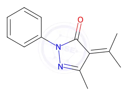Chemical structure of 5-methyl-2-phenyl-4-(propan-2-ylidene)-2,4-dihydro-3H-pyrazol-3-one