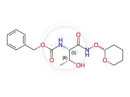 Chemical structure of Benzyl (2S,3R)-3-Hydroxy-1-oxo-1-(tetrahydro-2H-pyran-2-yloxyamino)butan-2-ylcarbamate
