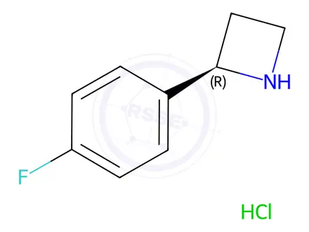 Chemical structure of Azetidine, 2-(4-fluorophenyl)-, hydrochloride (1:1), (2R)-