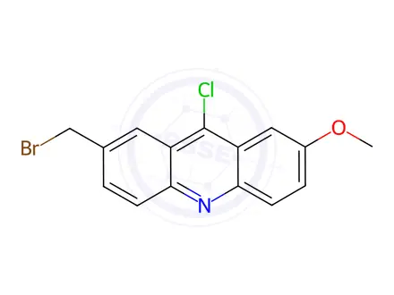 Chemical structure of Acridine, 2-(bromomethyl)-9-chloro-7-methoxy-