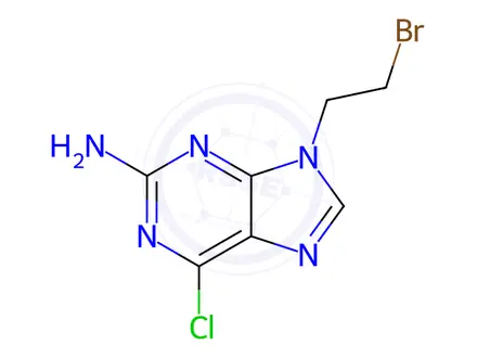 Chemical structure of 9-(2-Bromoethyl)-6-chloro-9H-purin-2-amine