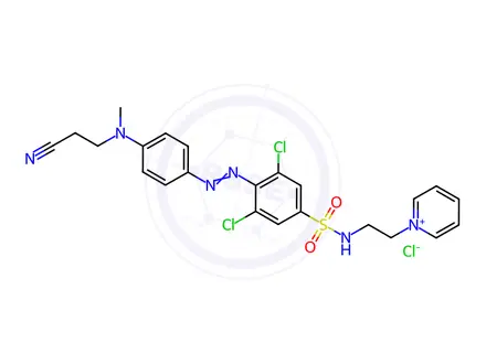 Chemical structure of 1-[2-[[[3,5-dichloro-4-[[4-[(2-cyanoethyl)methylamino]phenyl]azo]phenyl]sulphonyl]amino]ethyl]pyridinium chloride