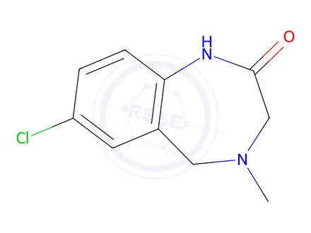 Chemical structure of 7-Chloro-4-methyl-1,3,4,5-tetrahydro-2H-benzo[e][1,4]diazepin-2-one