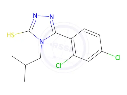 Chemical structure of 5-(2,4-dichlorophenyl)-4-isobutyl-4H-1,2,4-triazole-3-thiol