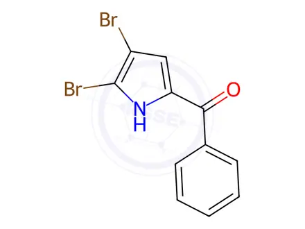 Chemical structure of 5-benzoyl-2,3-dibromo-1H-pyrrole