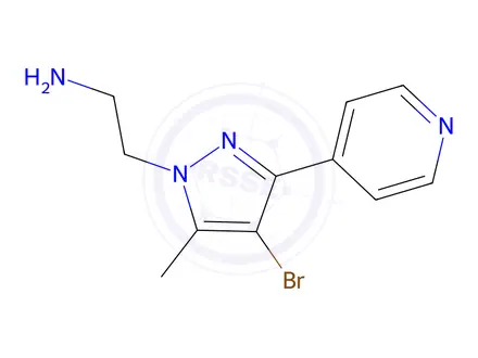 Chemical structure of 2-(4-bromo-5-methyl-3-(pyridin-4-yl)-1h-pyrazol-1-yl)ethan-1-amine