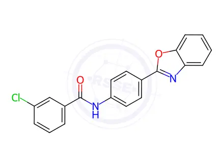 Chemical structure of N-(4-(benzo[d]oxazol-2-yl)phenyl)-3-chlorobenzamide