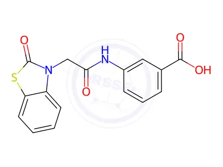 Chemical structure of 3-{[(2-Oxo-1,3-benzothiazol-3(2H)-yl)acetyl]amino}benzoic acid