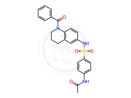 Chemical structure of N-(4-(N-(1-Benzoyl-1,2,3,4-tetrahydroquinolin-6-yl)sulfamoyl)phenyl)acetamide