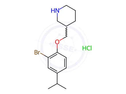 Chemical structure of 3-[(2-Bromo-4-isopropylphenoxy)methyl]piperidine hydrochloride