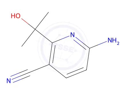 Chemical structure of 6-Amino-2-(1-hydroxy-1-methylethyl)-3-pyridinecarbonitrile