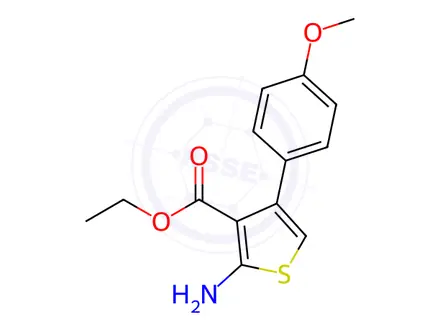 Chemical structure of Ethyl 2-Amino-4-(4-Methoxyphenyl)Thiophene-3-Carboxylate