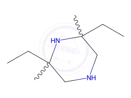 Chemical structure of Piperazine, 2,6-diethyl-2,6-dimethyl-(9CI)