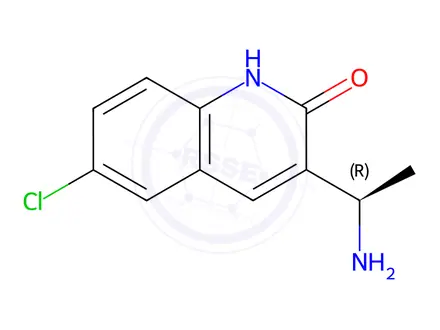 Chemical structure of (R)-3-(1-aminoethyl)-6-chloroquinolin-2(1H)-one