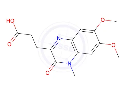 Chemical structure of 3,4-Dihydro-6,7-dimethoxy-4-methyl-3-oxo-2-quinoxalinepropanoic Acid