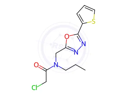 Chemical structure of Acetamide, 2-chloro-N-propyl-N-[[5-(2-thienyl)-1,3,4-oxadiazol-2-yl]methyl]-