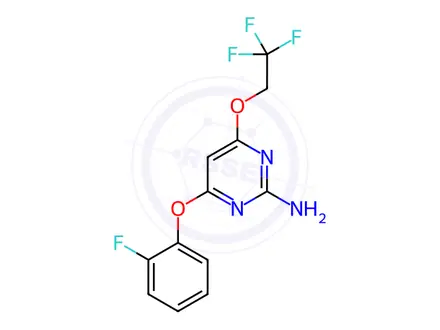 Chemical structure of 4-(2-Fluorophenoxy)-6-(2,2,2-trifluoroethoxy)pyrimidin-2-amine