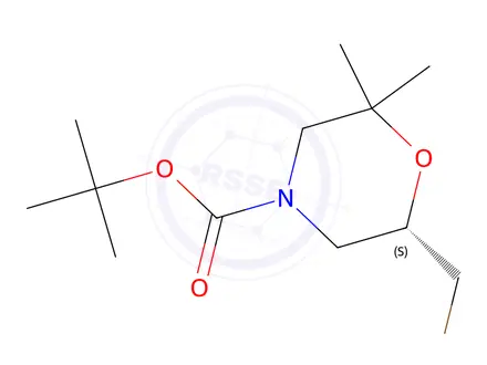 Chemical structure of Tert-butyl (S)-6-(bromomethyl)-2,2-dimethylmorpholine-4-carboxylate