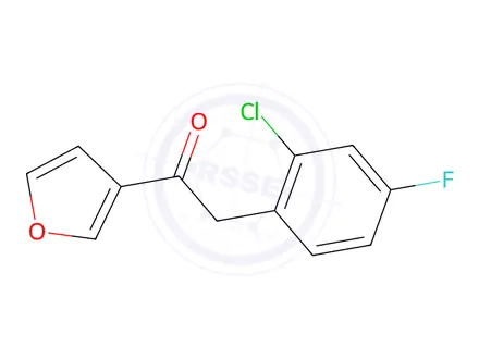 Chemical structure of 2-(2-Chloro-4-fluorophenyl)-1-(furan-3-yl)ethan-1-one