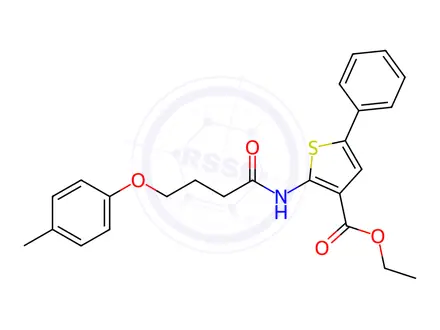 Chemical structure of Ethyl 5-phenyl-2-(4-(p-tolyloxy)butanamido)thiophene-3-carboxylate