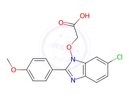 Chemical structure of 2-{[6-chloro-2-(4-methoxyphenyl)-1H-1,3-benzimidazol-1-yl]oxy}acetic acid
