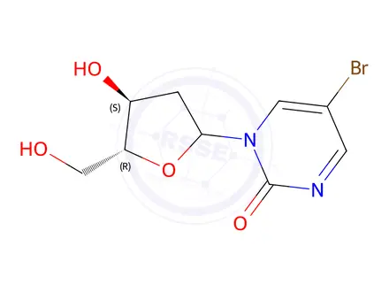 Chemical structure of 5-Bromo-1-((2S,4S,5R)-4-hydroxy-5-(hydroxymethyl)tetrahydrofuran-2-yl)pyrimidin-2(1H)-one