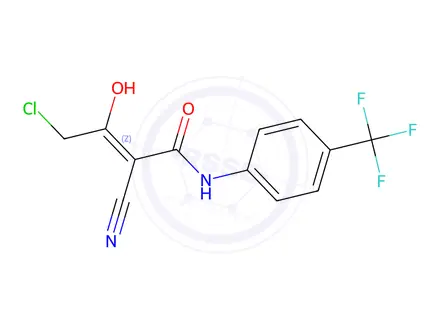 Chemical structure of (Z)-4-chloro-2-cyano-3-hydroxy-N-(4-(trifluoromethyl)phenyl)but-2-enamide
