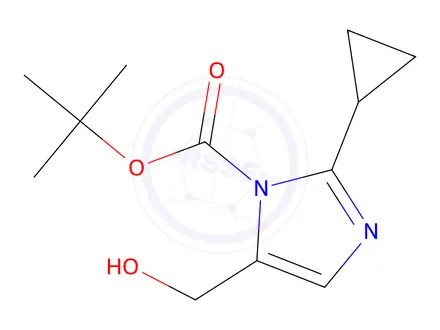Chemical structure of Tert-butyl 2-cyclopropyl-5-(hydroxymethyl)-1H-imidazole-1-carboxylate