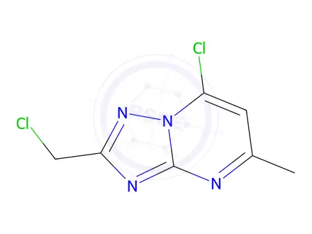 Chemical structure of 7-Chloro-2-(chloromethyl)-5-methyl-[1,2,4]triazolo[1,5-a]pyrimidine