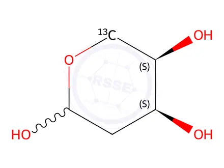 Chemical structure of 2-deoxy-D-[5-13C]ribose