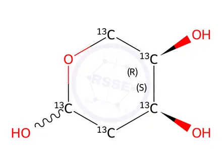 Chemical structure of 2-deoxy-D-[UL-13C5]ribose