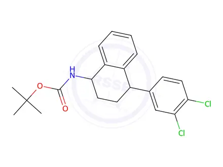 Chemical structure of cis-4-(3,4-Dichlorophenyl)-1,2,3,4-tetrahydro N-Boc-1-naphthalenamine