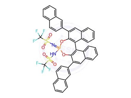 Chemical structure of N-((11bS)-2,6-Di(naphthalen-2-yl)-4-(((trifluoromethyl)sulfonyl)imino)-4l5-dinaphtho[2,1-d:1',2'-f][1,3,2]dioxaphosphepin-4-yl)-1,1,1-trifluoromethanesulfonamide