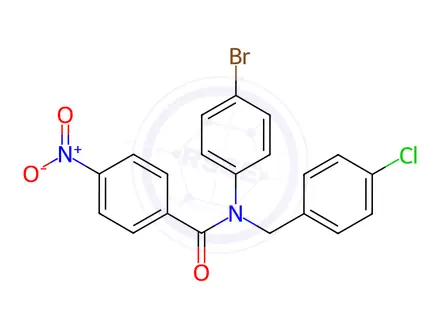 Chemical structure of N-(4-bromophenyl)-N-(4-chlorobenzyl)-4-nitrobenzamide