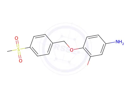 Chemical structure of 3-Methoxy-4-((4-(methylsulfonyl)benzyl)oxy)aniline